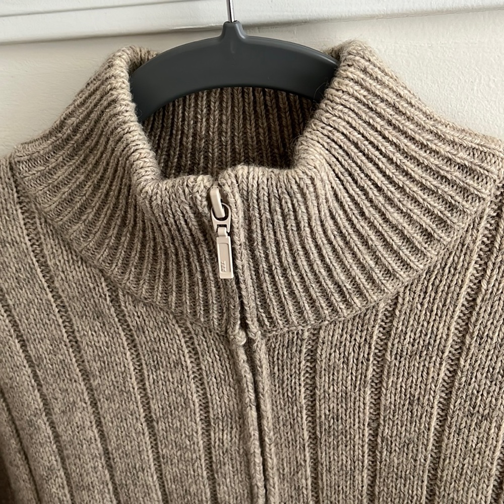 XL, Orvis Wool Blend, Knit, Zip, Elbow Pad Sweater - Picture 2 of 5